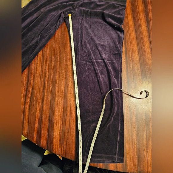 Calvin Klein Black Velvet Wide Leg Pull On Athleisure Pants Cottom Blend L GUC - Picture 10 of 11